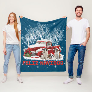 Feliz Navidog Saint Bernard-Hondenliefhebbers voor Fleece Deken