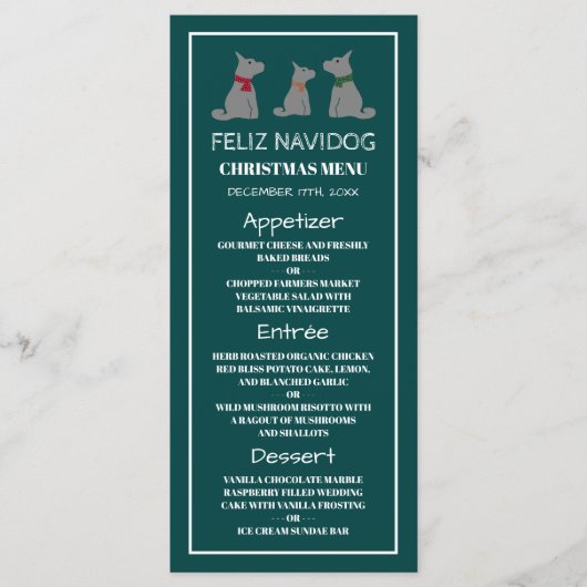 Feliz Navidog, Spaanse stijl Kerstmenu Menu (Voorkant)