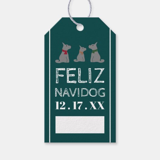Feliz Navidog, Spaanse stijlkerst Cadeaulabel (Voorkant)