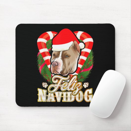 Feliz Navidog Tbull With Santa Claus Hat Ttie Chri Muismat (Met muis)