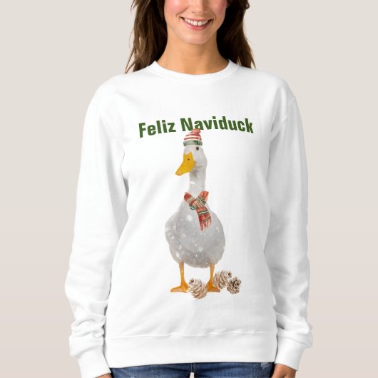 Feliz Naviduck Grappig Eend Kerst Sweatshirt (Voorkant)
