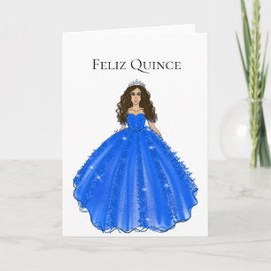 Feliz Quince - Blauwe Quinceañera Verjaardagskaart Kaart