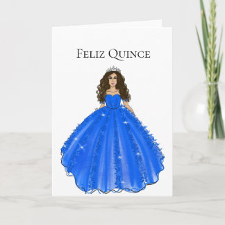 Feliz Quince - Blue Quinceañera Birthday Card  Kaart