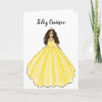 Feliz Quince - Yellow Quinceañera Birthday Card  Kaart