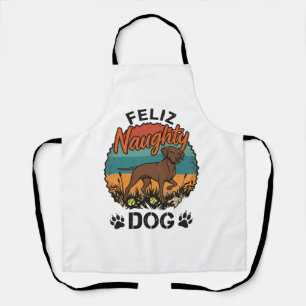 Feliz Stoute Hond Bruine Retro Zon Pootafdrukken Schort