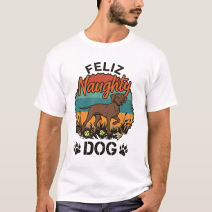Feliz Stoute Hond Bruine Retro Zon Pootafdrukken T-shirt