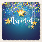 Felize Navidad Gold Stars Kerstmis Kartonnen Onderzetters (Voorkant)