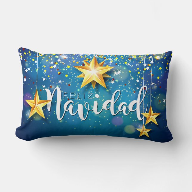 Felize Navidad Gold Stars Kerstmis Kussen (Voorkant)