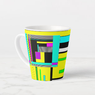 Felle abstracte geometrische neonpatroon werpkusse latte mok