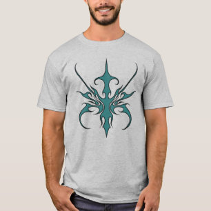 Felle Aquamarijn Tribale Lijn Kunst Illustratie T-shirt