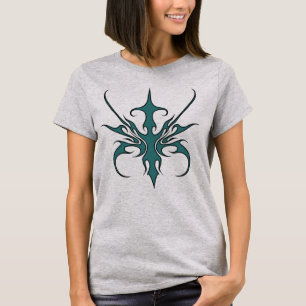 Felle Aquamarijn Tribale Lijn Kunst Illustratie T-shirt