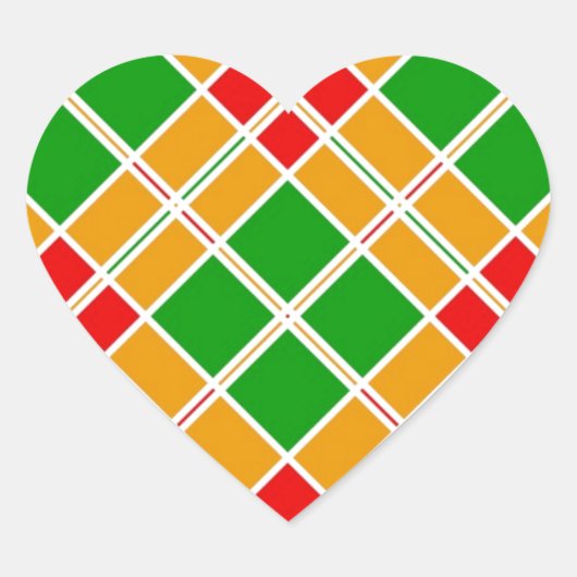 Felle argyl rode groene gele patroon accessoire hart sticker (Voorkant)