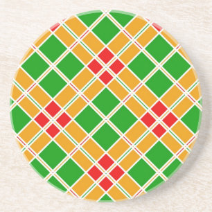 Felle Argyl rode groene gele patroon accessoire Zandsteen Onderzetter