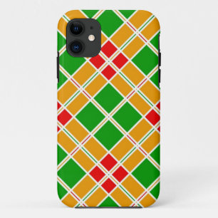 Felle argyle rood groen geel patroon accessoire iPhone 11 hoesje