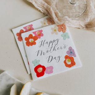 Felle bloemige Gelukkige Moederdag Brunch Feest Servet