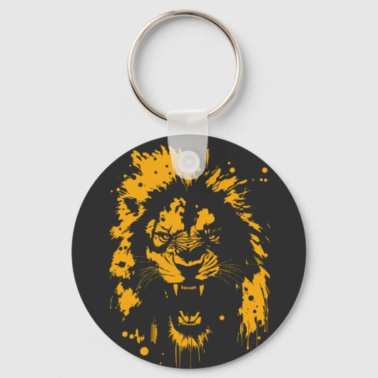 Felle brullende leeuw splash art sleutelhanger (Voorkant)