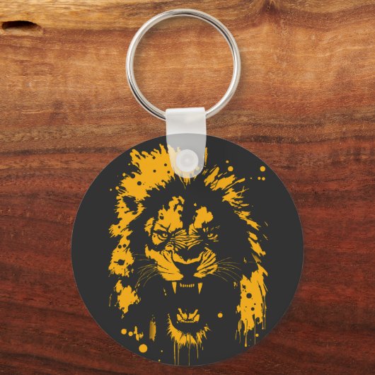 Felle brullende leeuw splash art sleutelhanger (Voorkant)