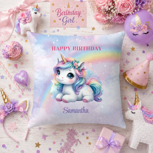 Felle Eenhoorn Pastel Magische Meisjes Verjaardag Kussen