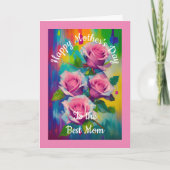Felle en levendige roze rozen Moederdag Feestdagen Kaart (Voorkant)
