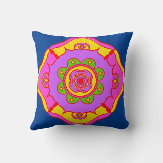 Felle en rand kleurrijke Rangoli Kussen (Achterkant)