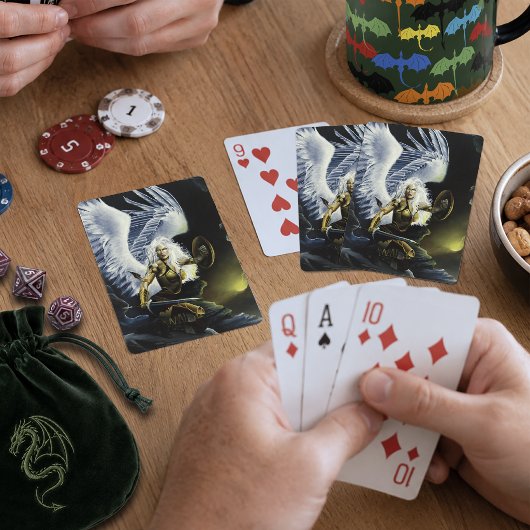 Felle Fantasy Krijgersengel Zwaard Pokerkaarten