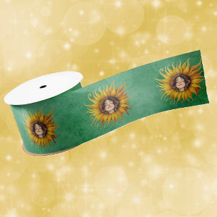 Felle gele fantasie zonnebloemen meisjes gezicht g lint