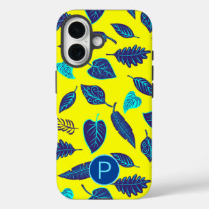 Felle Gele Tropische Blad Patroon Monogram iPhone 16 Hoesje