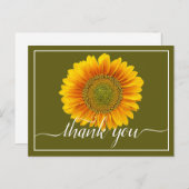 Felle Gele Zonnebloem Groene Achtergrond Dank Je Briefkaart (Voorkant / Achterkant)