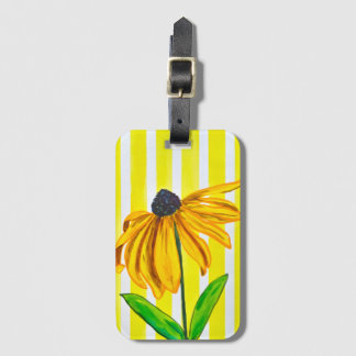 Felle Gele Zonnebloem & Strepen Reizen Bagagelabel