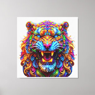 felle gloeiende tijger canvas afdruk