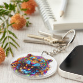 felle gloeiende tijger sleutelhanger (Voorkant Rechts)