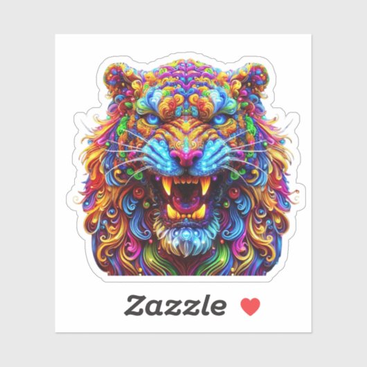 felle gloeiende tijger sticker (Vel)