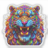 felle gloeiende tijger sticker (Voorkant)