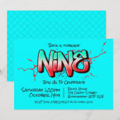 Felle Graffiti Negen Uitnodiging (Voorkant / Achterkant)