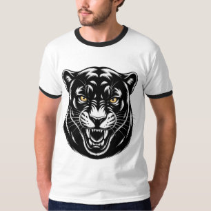 Felle Grijnzende Panter Grafisch Aggressieve Zwart T-shirt