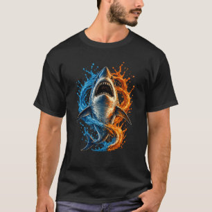 Felle Haaienspatsers-ontwerp – Blauwe & Oranje Oce T-shirt