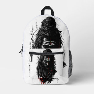 Felle Heer Shiva Mahakal Grunge Donkere Spat Kunst Bedrukte Rugzak