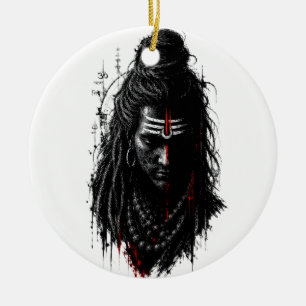 Felle Heer Shiva Mahakal Grunge Donkere Spat Kunst Keramisch Ornament