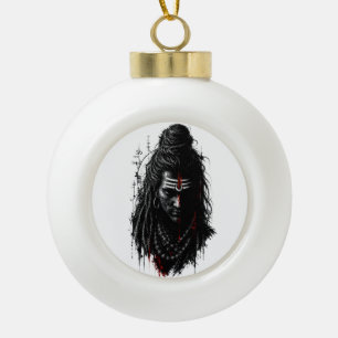 Felle Heer Shiva Mahakal Grunge Donkere Spatart Keramische Bal Ornament