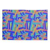 Felle heldere blauwe groene koraal abstracte patch kussensloop (Achterkant)