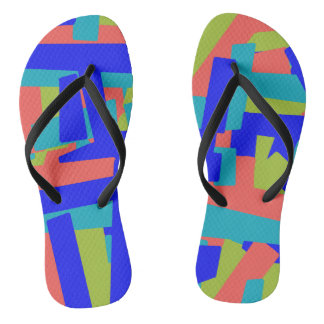 Felle heldere blauwe groene koraal abstracte patch teenslippers