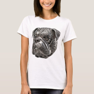 Felle Keltische Zilveren Bulldog Krijger Knoop Tot T-shirt