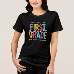Felle kleuren eerstegraads leraren voeg naam toe Tri-Blend shirt