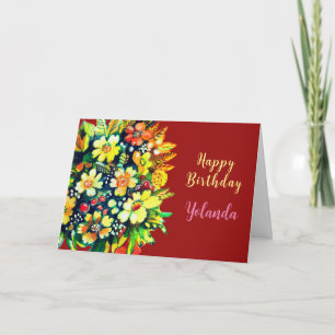 Felle kleurrijke bloemen Platte vakantiekaart Kaart