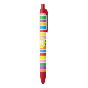 Felle Kleurrijke Regenboog Gestreepte Monogram Zwarte Inkt Pen