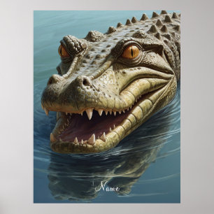 Felle Krokodil met Piercing Eyes Wildlife Poster