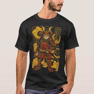 Felle Neko Samurai Kat Traditioneel Japans T-shirt