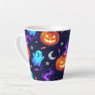 Felle Neon Halloween Geest & Jack O Lantern Latte Mok