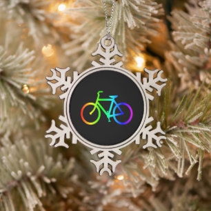 Felle Ombre Regenboog Fiets Tin Sneeuwvlok Ornament