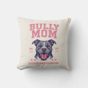 Felle Onversaagde Stier Hond Moeder Roze Pitbull Kussen